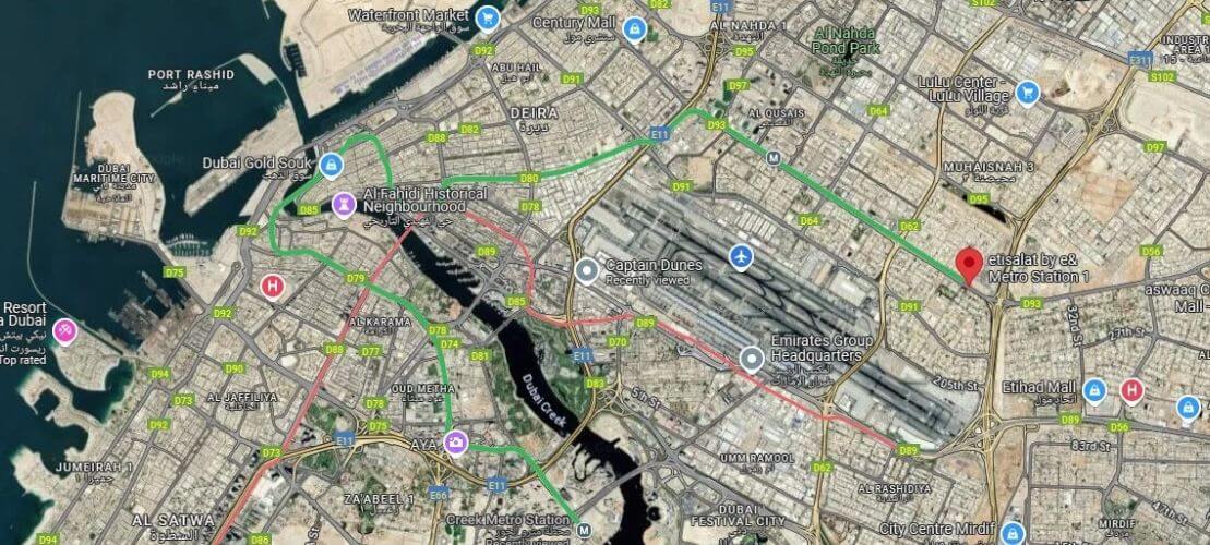 Metro Lines And Routes From Etisalat Station