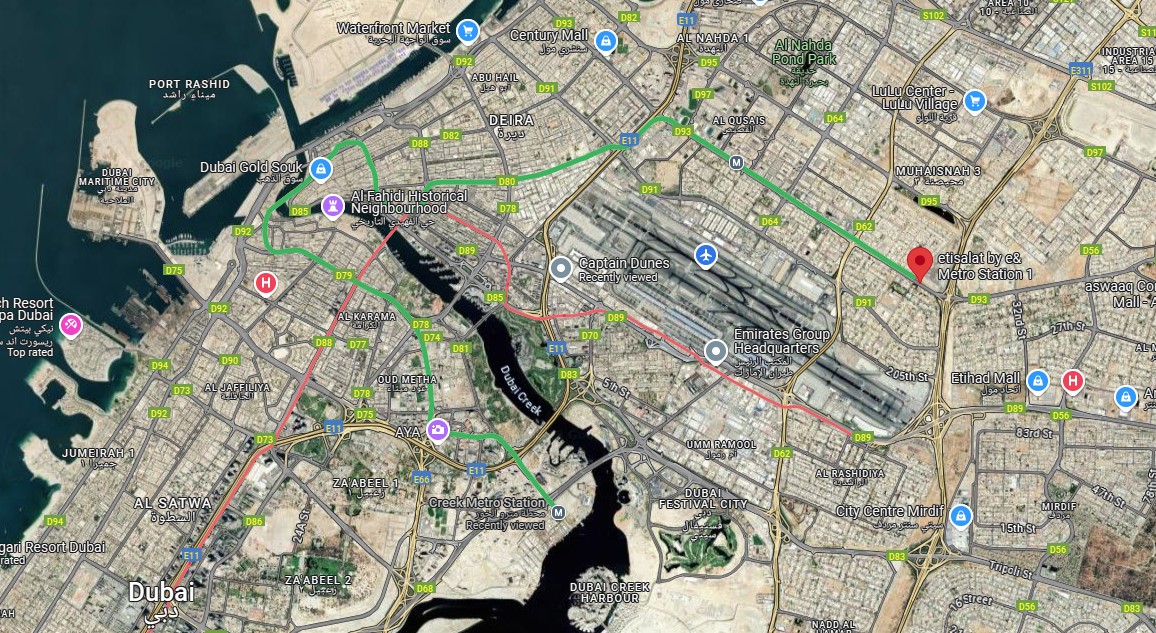 Metro Lines And Routes From Etisalat Station